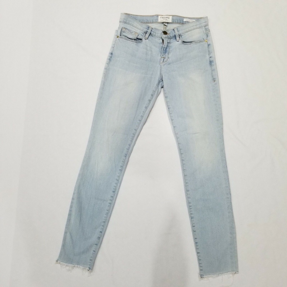 Frame Denim Le Skinny De Jeanne Raw Edge Light Wash Jerome Skinny Jeans